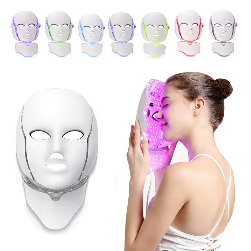 GENERICO - Máscara de Fotones LED 7 colores Rostro y Cuello Beauty Mask