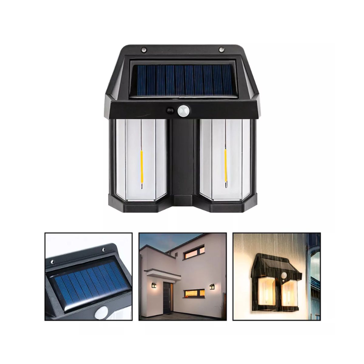 GENERICO - Lampara Luz Aplique Solar 2 Leds Exterior Sensor M Pared