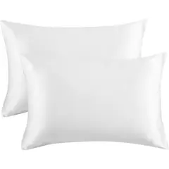 GENERICO - Funda Blanca Almohada 600 Hilos Seda Satén 100% / Full