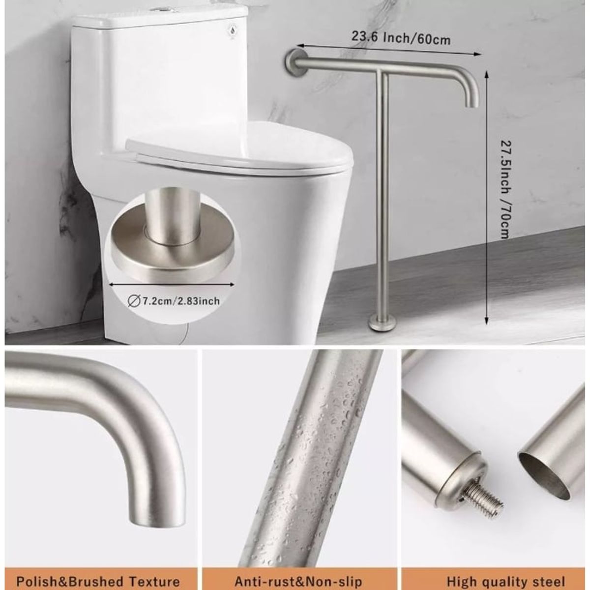 GENERICO - Barra De Muro Piso Para Discapacitados Barras Seguridad