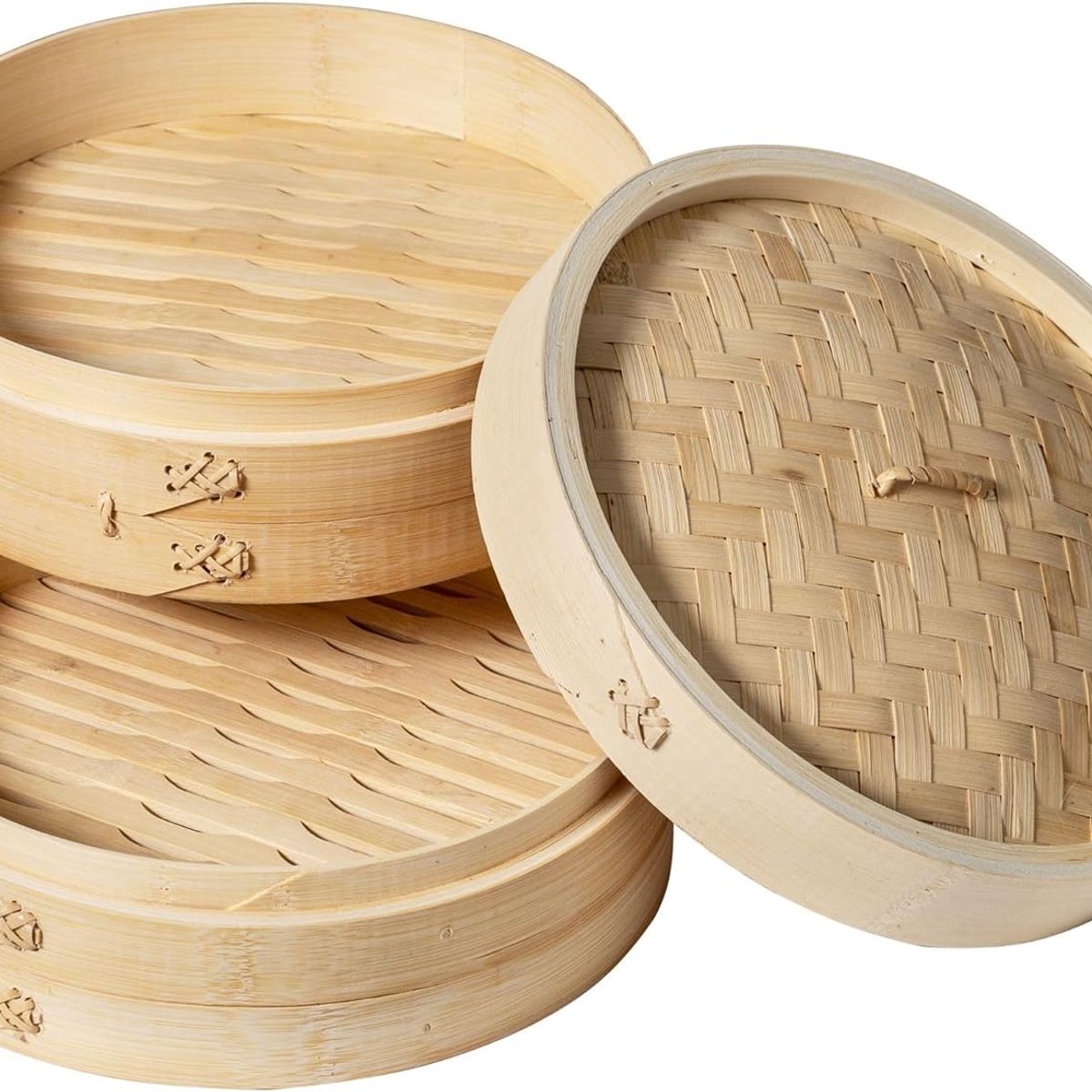 KUANGYE - Olla Vaporera De Bambú 2 Niveles Cocina A Vapor Bambu 28cm