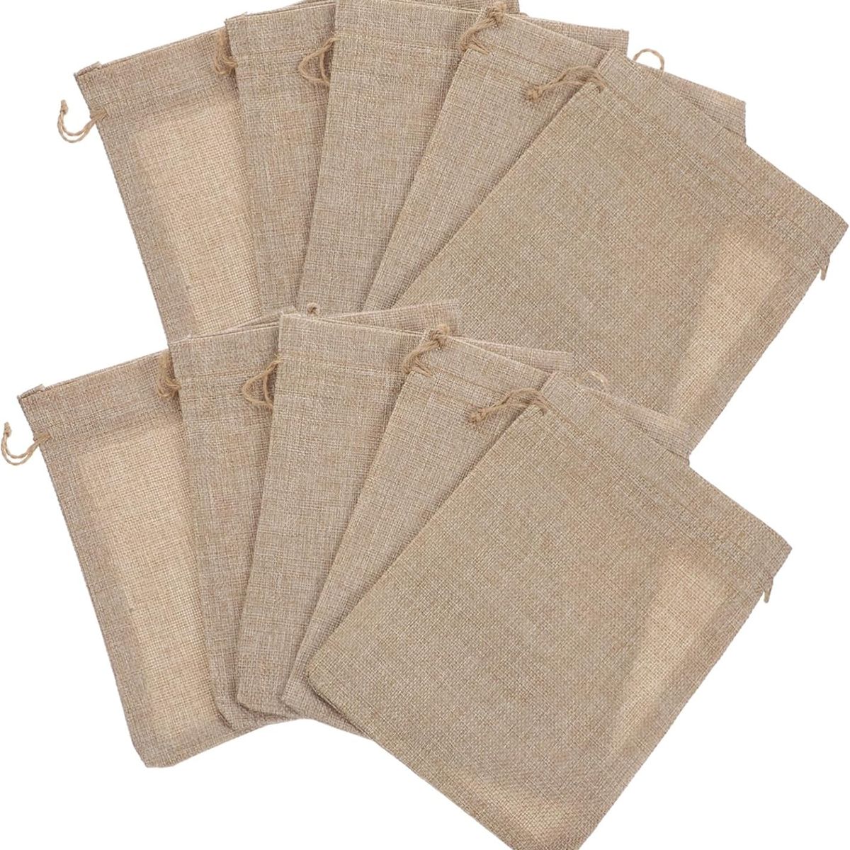 KUANGYE - Pack 12 Bolsas Arpilleras Sacos Yute Lino Natural 13x18cm