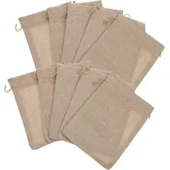 KUANGYE - Pack 12 Bolsas Arpilleras Sacos Yute Lino Natural 13x18cm
