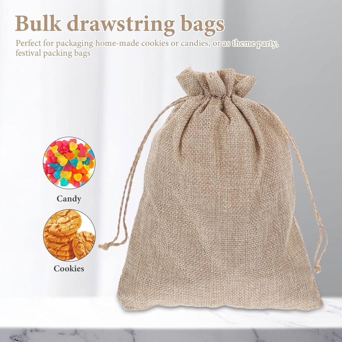 KUANGYE - Pack 12 Bolsas Arpilleras Sacos Yute Lino Natural 13x18cm