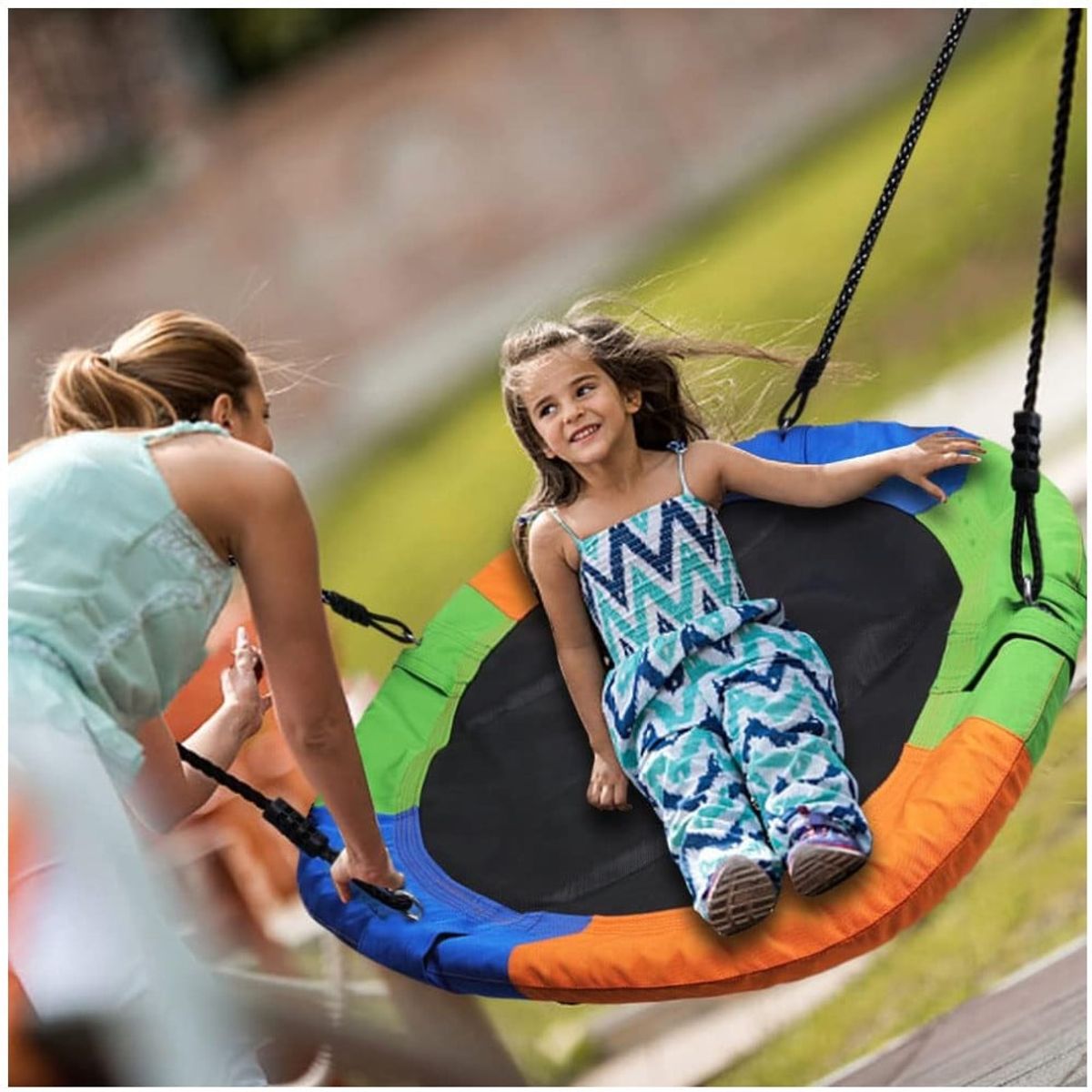 KUANGYE - Columpio Redondo Multicolor Infantil Colgante Para Exterior