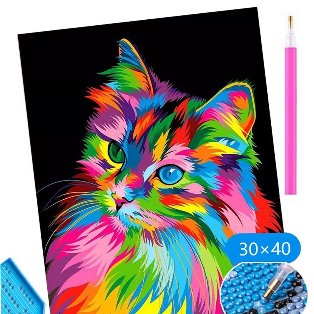 KUANGYE - Kit 5D Gato Diamond Painting Pintura De Diamante