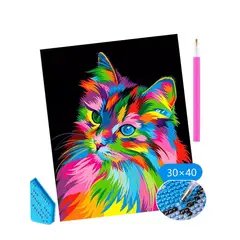 KUANGYE - Kit 5D Gato Diamond Painting Pintura De Diamante