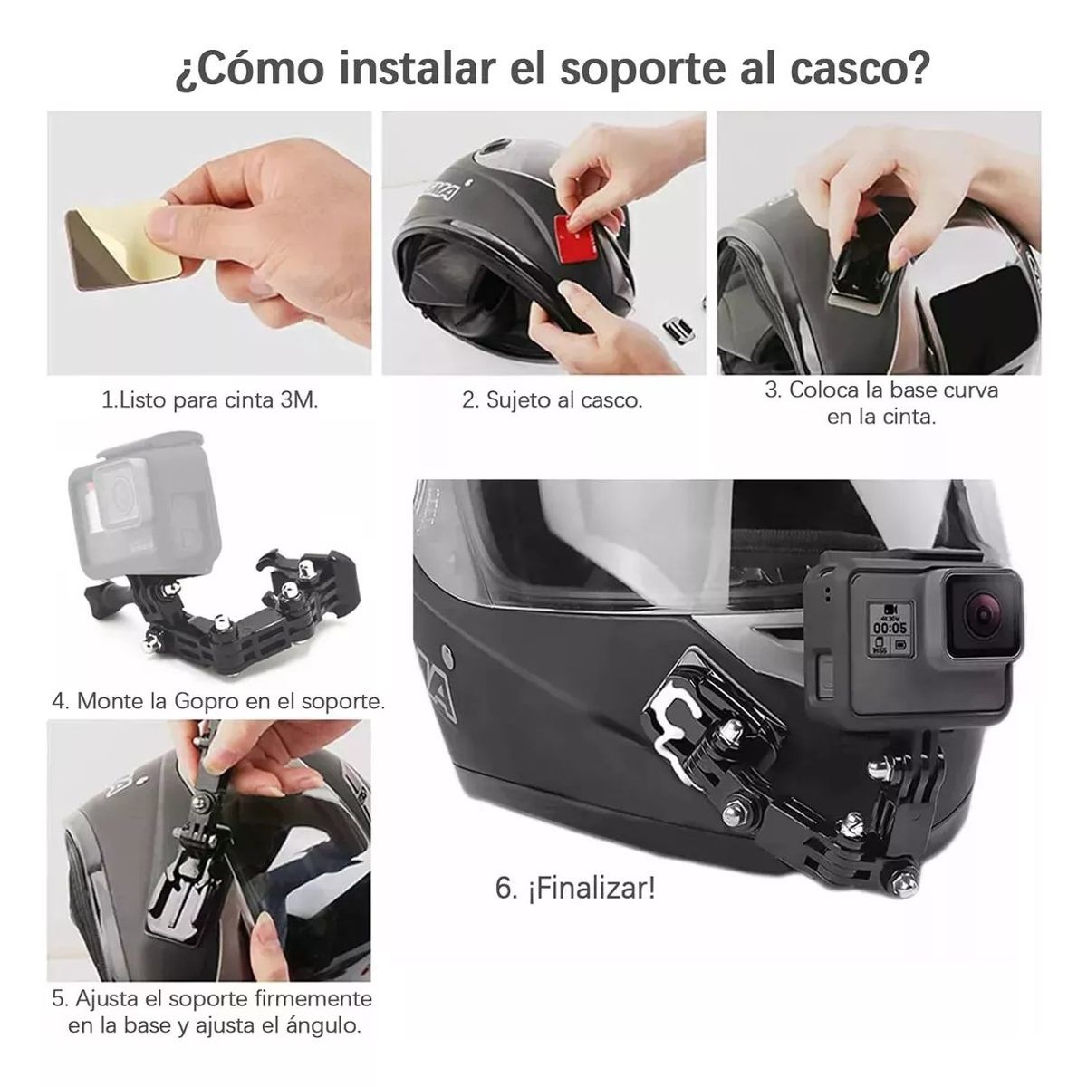 KUANGYE - Para Cámara Deportiva Gopro Soportes Para Cascos Deportivos