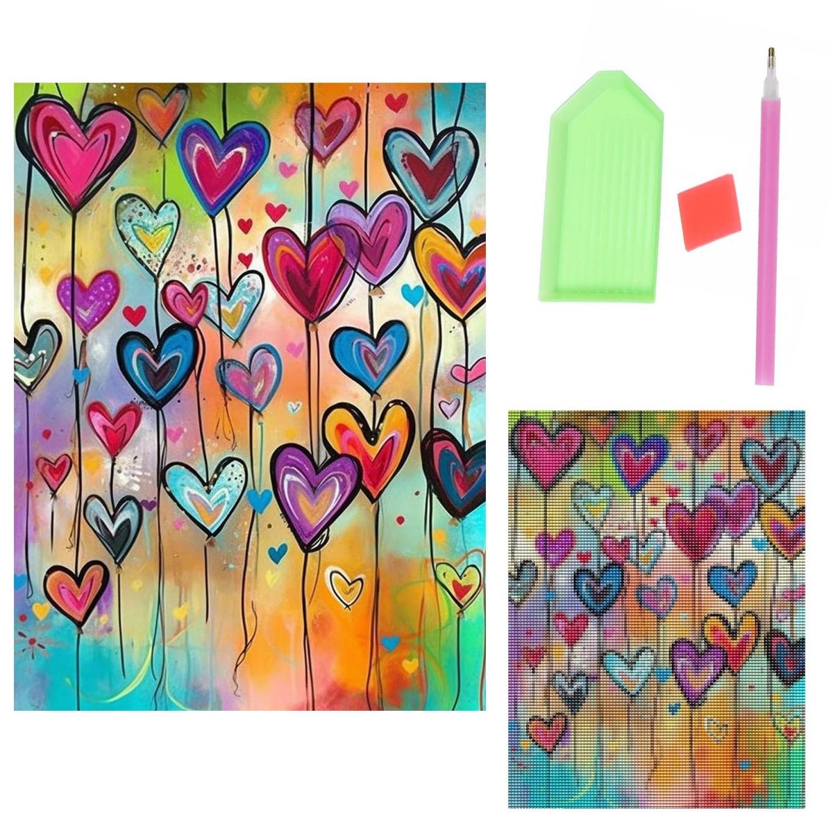 KUANGYE - Kit 5D Corazón Diamond Painting Pintura De Diamante