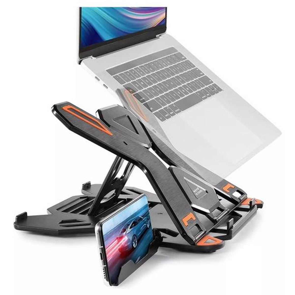 GENERICO - Soporte base notebook y celular ajustable hasta 17 pulgadas negro