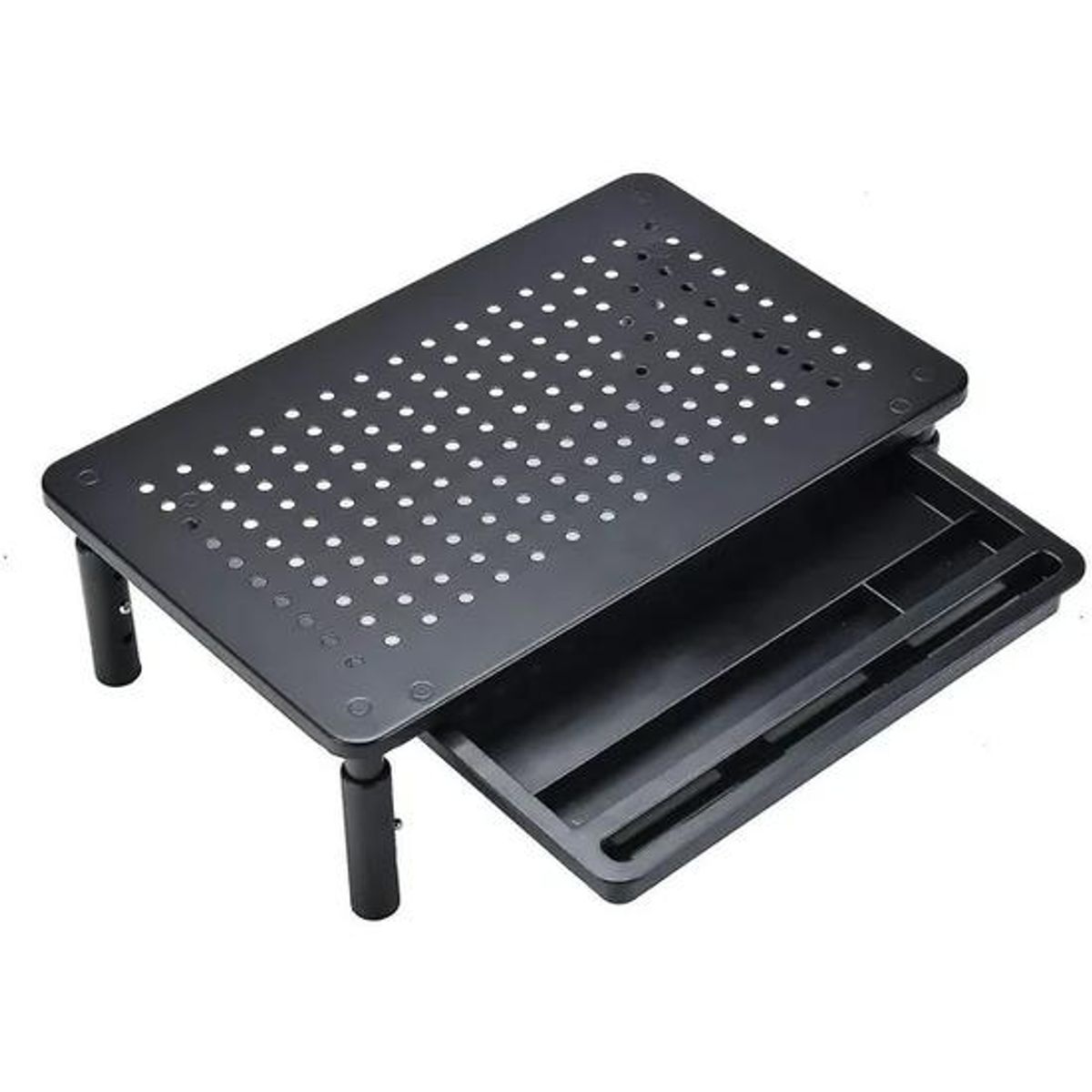 GENERICO - Base monitor soporte 3 alturas notebook PC impresora con cajón negro