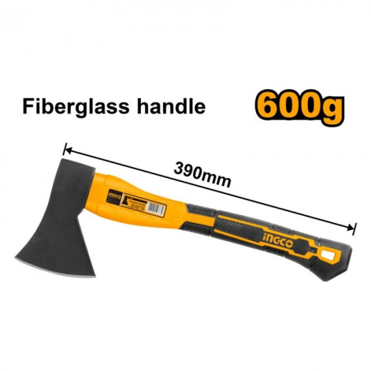 GENERICO - Hacha cabeza martillo mango fibra de vidrio 600gr Ingco
