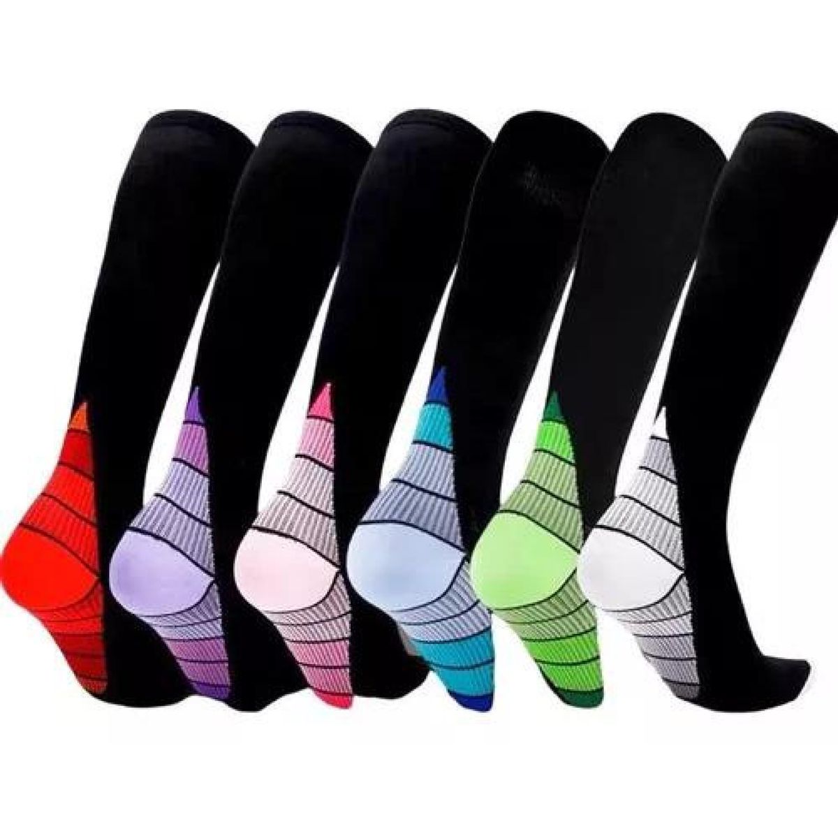 GENERICO - Pack 6 pares de medias largas de compresión para varices