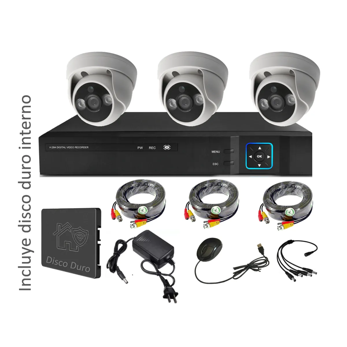 VIPA - Kit 3 Cámaras Seguridad y Vigilancia Interior HD- I31LDD Con Disco Duro