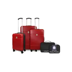 NAUTICA - Set 3 Maletas Bora S+M+L roja + Organizador negro