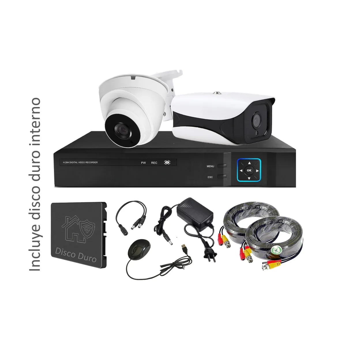 VIPA - Kit 2 Cámaras Seguridad Mixto HD con Disco Duro M22LDD