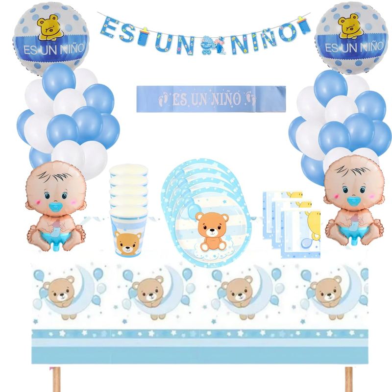 GENERICO - Pack Decoración Globos Cotillón Baby Shower Niño