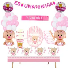 GENERICO - Pack Decoración Globos Cotillón Baby Shower Niña