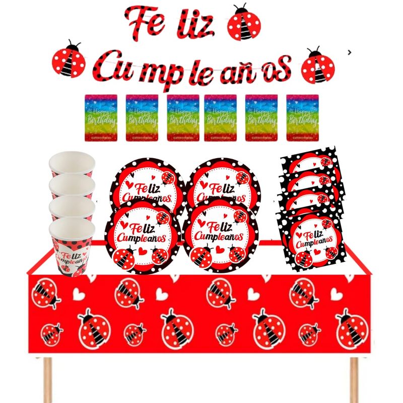 GENERICO - Pack Decoración Globos Cotillón Chinita mariquita