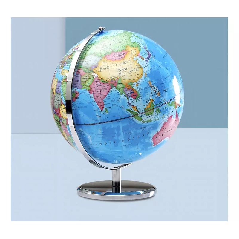 GENERICO - Lámpara Globo Terráqueo Soporte Metálico 27cm De Alto