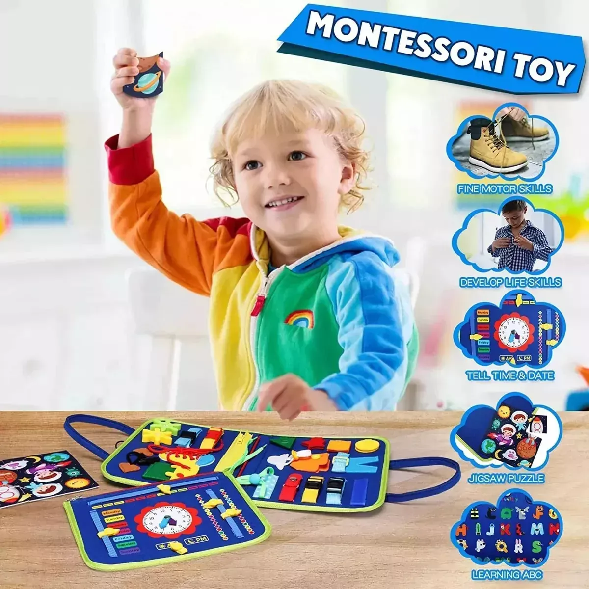 GENERICO - Tablero Sensoriales Interactivo Montessori Juego Educativo