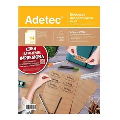 ADETEC - Autoadhesivo Kraft Inkjet/laser 101x34 mm 5 Hojas