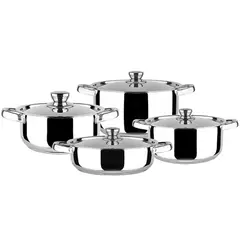 DORAL - Set De Ollas Bateria De Cocina 8 Piezas Inoxidables Malaga