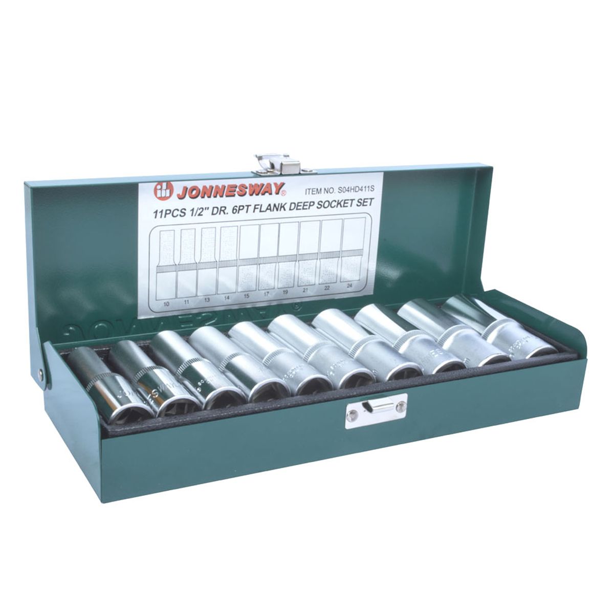 JONNESWAY - Juego de Dados Largos Jonnesway 1/2 - 10 a 24mm - 10 Piezas