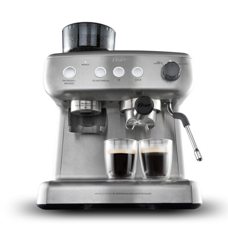 OSTER - Cafetera Oster Perfect Brew 15 Bar con Molinillo Gris