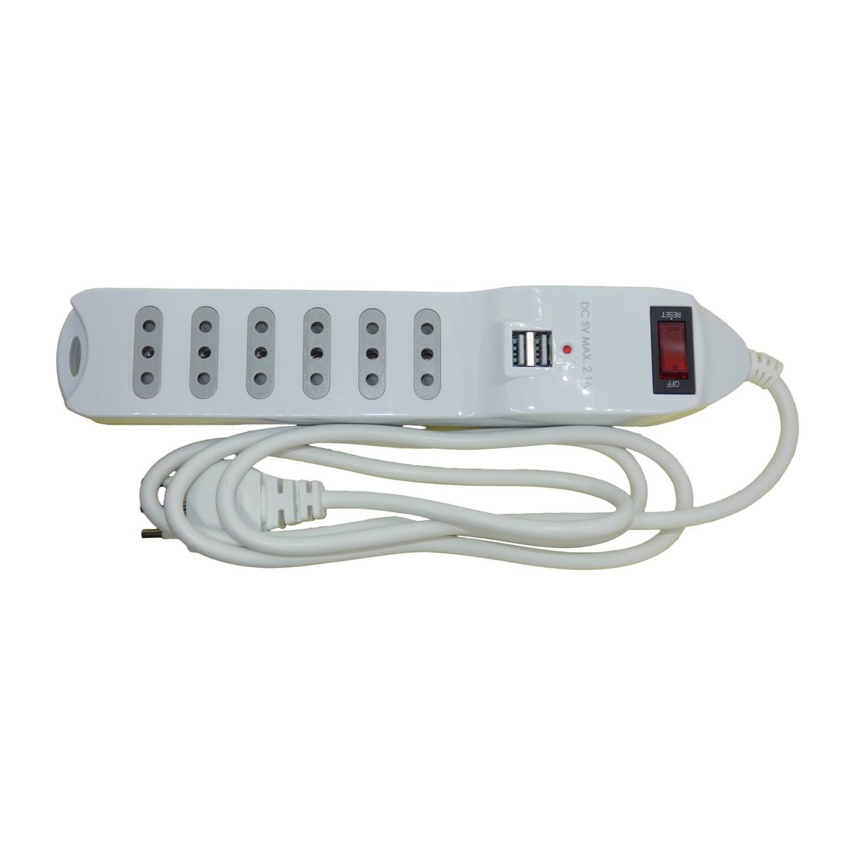 MACROTEL - Zapatilla Eléctrica 6 tomas / con Usb blanco Macrotel - Sec