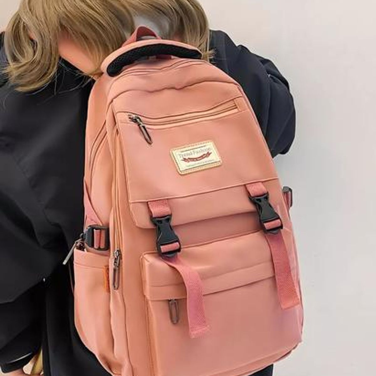 GENERICO - Mochila escolar juvenil impermeable gran capacidad 40L coral