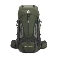 GENERICO - Mochila impermeable 60L con cubre mochila color verde