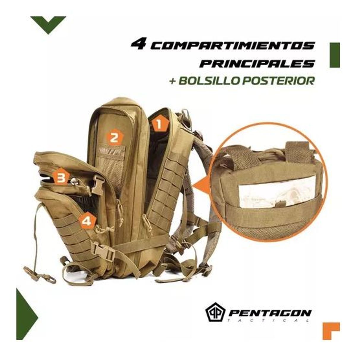 GENERICO - Mochila táctica militar impermeable color café