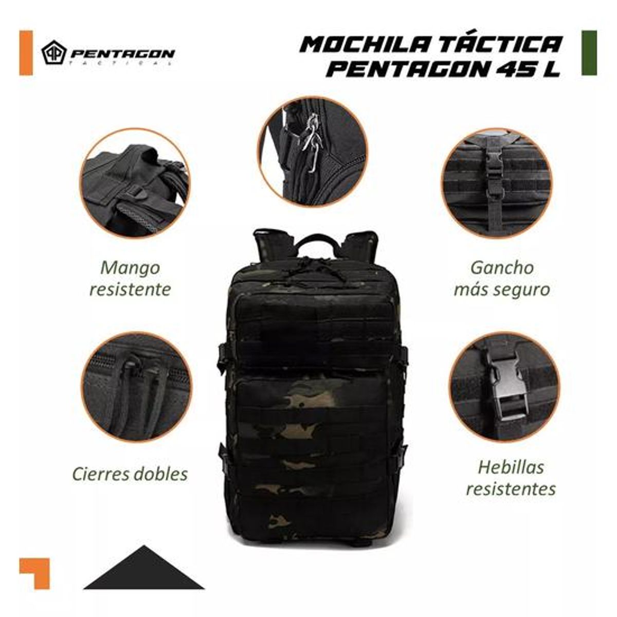 GENERICO - Mochila táctica militar impermeable color camuflado