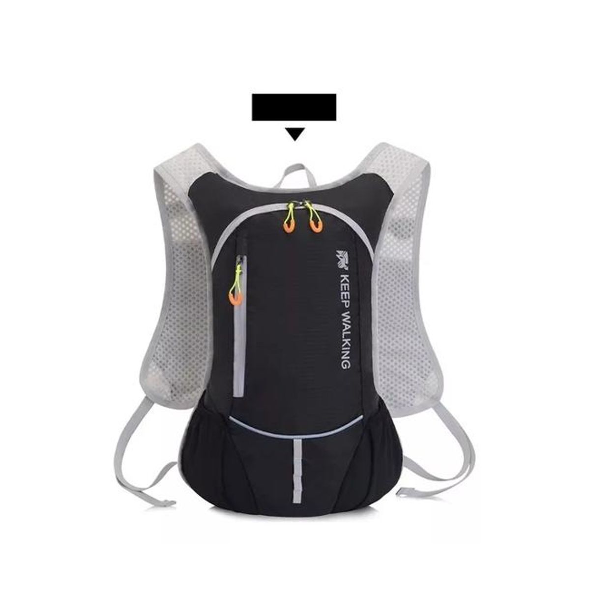 GENERICO - Mochila ultraligera outdoor trekking running + bolsa agua negro