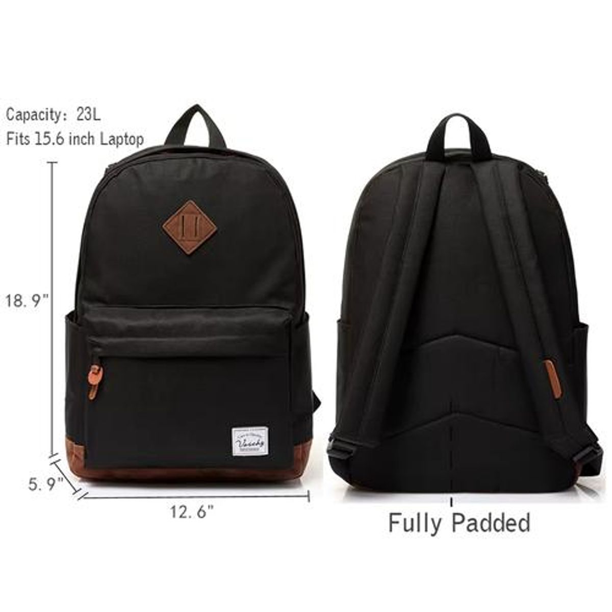 GENERICO - Mochila urbana escolar bolso a la moda Caribe 28L negro
