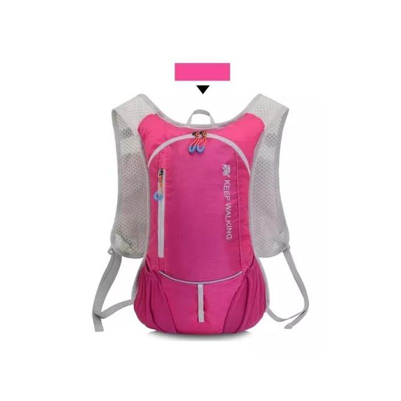 GENERICO - Mochila ultraligera outdoor trekking running + bolsa agua rosado