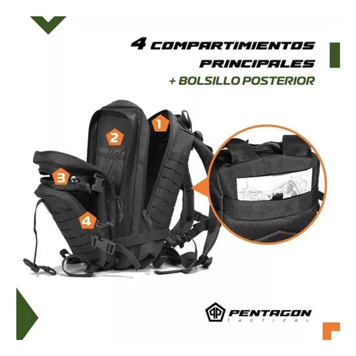 GENERICO - Mochila táctica militar impermeable color negro