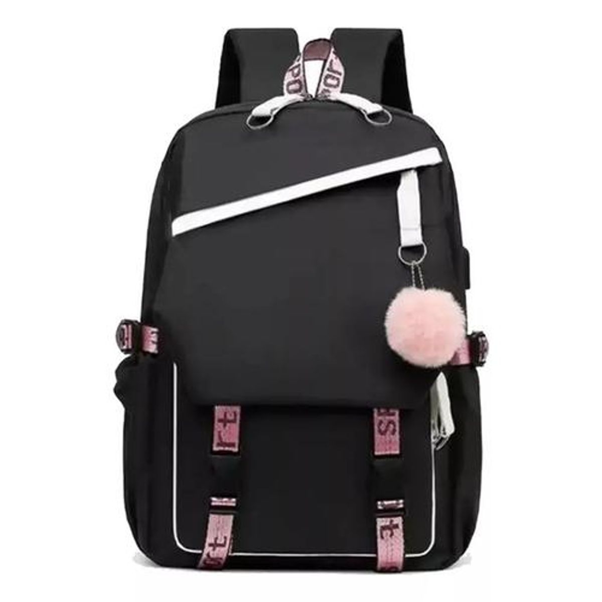 GENERICO - Mochila urbana escolar con interfaz USB auxiliar color negro