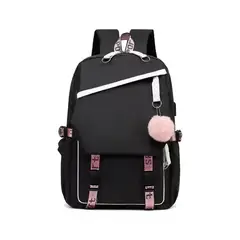 GENERICO - Mochila urbana escolar con interfaz USB auxiliar color negro