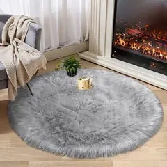 UNICO - Alfombra Redonda Peluche Circular 100cm Tapete Gris