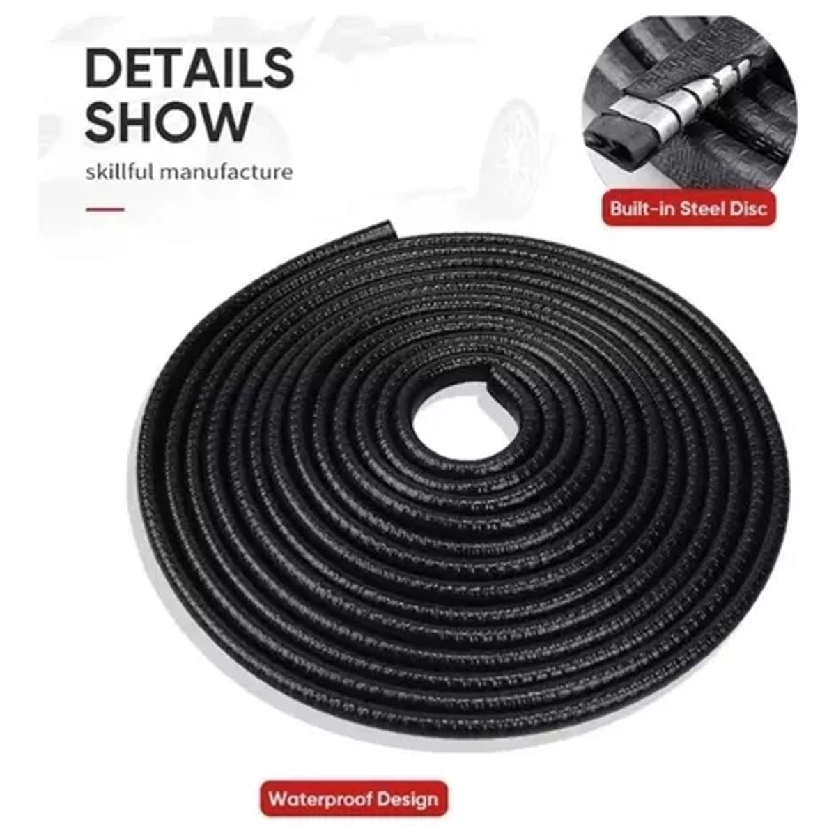 GENERICO - Moldura Protector Tope Borde Puertas De Autos Metalica Negra