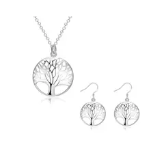GENERICO - Conjunto De Plata Collar y Aros Árbol De La Vida