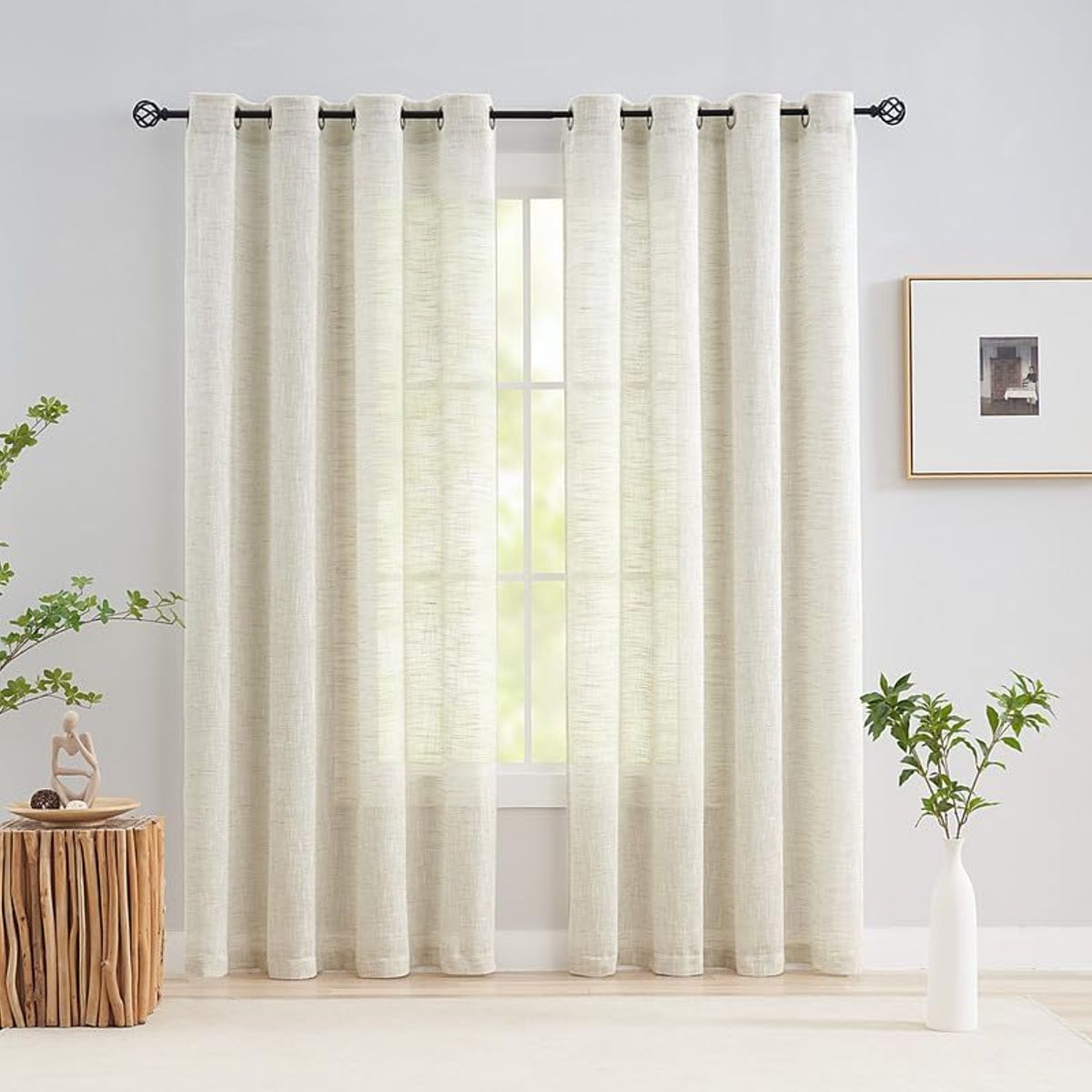 VELO - Visillo Velo Cortinas Con Argollas Premium 140x230 BEIGE