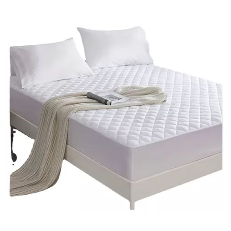 GENERICO - Cubrecolchon. 2 Plazas Acolchado + 2 Fundas Para Almohada 100% Impermeable