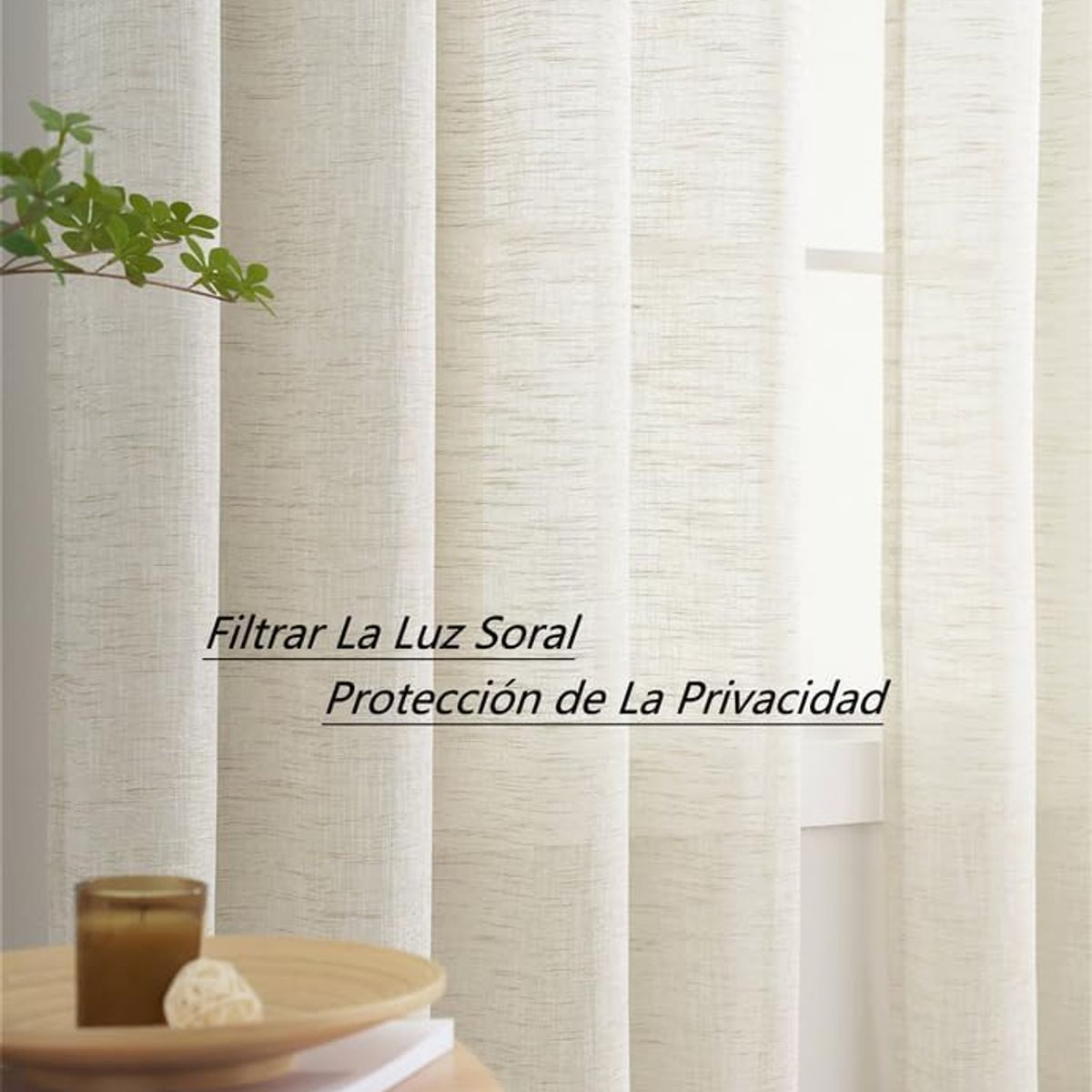 VELO - Set X2 Paños Visillos Velo Cortinas Con Argollas Premium 140x230 BEIGE