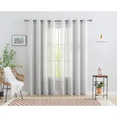 VELO - Set X2 Paños Visillos Cortinas Con Argollas Premium 140x230 GRIS