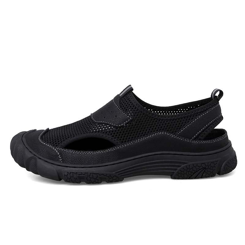 SHANDIAN - Sandalia Hombre De Primavera Verano Negro.