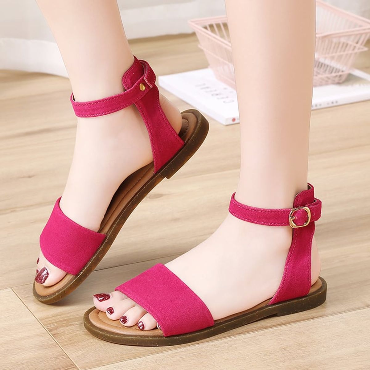 SHANDIAN - Sandalias Dedo Abierto Pantuflas Mujer Verde