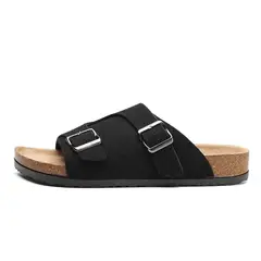 SHANDIAN - Sandalias Dedo Abierto Pantuflas Mujer Negro